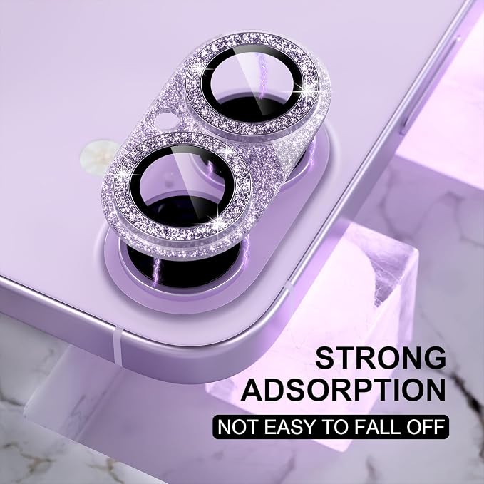 Choiche for iPhone 17 Camera Lens Protector, Glitter-Lavender | Bling Metal Camera Cover with 9H Tempered Glass Lens Screen Protector Accessories, Strong Adsorption, Case-Friendly - Image 5