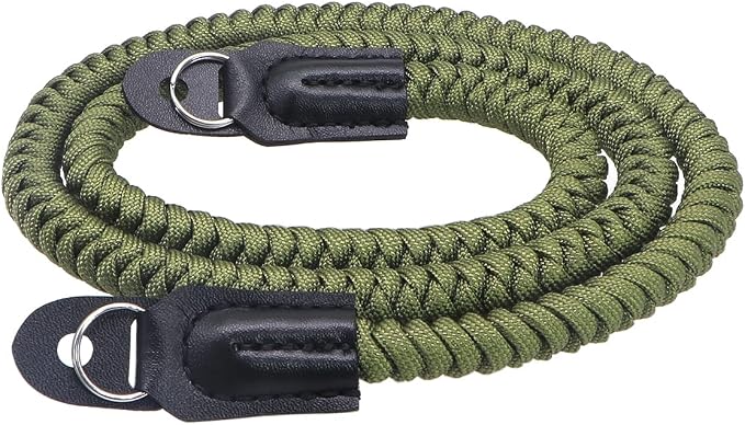 Paracord Woven Camera Neck Shoulder Strap Belt Hand Compatible with Canon Nikon Sony Olympus Pentax Fujifilm Panasonic SLR DSLR Digital Mirrorless Cameras 36inch Green by HITHUT