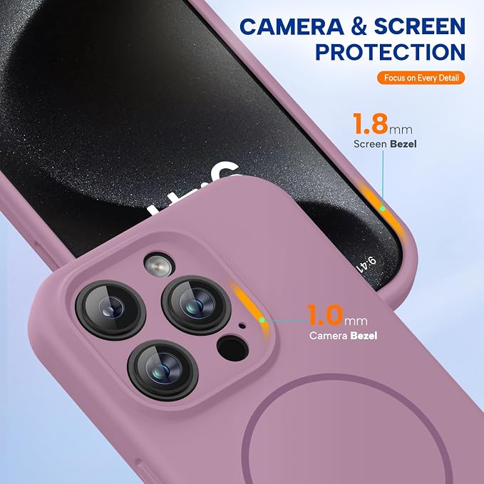 Miracase Magnetic for iPhone 15 Pro Case, Silicone, Soft Microfiber Lining - Image 4