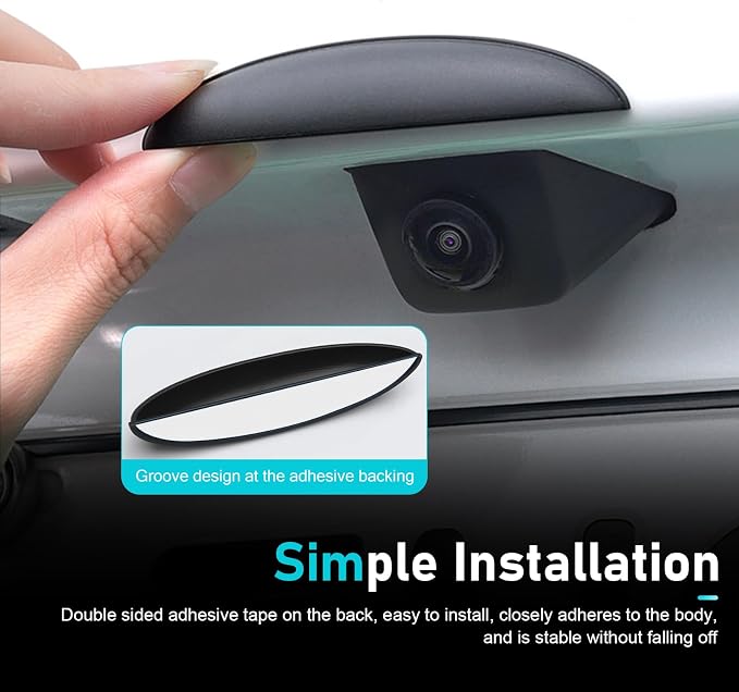 Car Rear View Camera Cover, Waterproof ABS Wider Reversing Camera Shield, Anti-rain Anti-Glare Backup Lens Guard, Self-Adhesive Modification Accessory for Most Cars (Black) - Image 5
