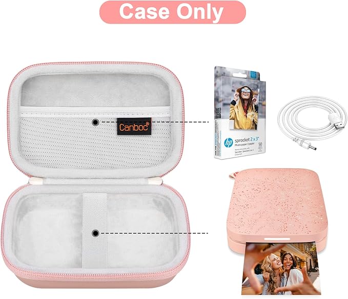 Canboc Carrying Case for HP Sprocket Portable 2x3 Instant Photo Printer | For Kodak Step Wireless Mobile Photo Printer, Mesh Bag fit Photo Paper Cable, Rose Gold - Image 2