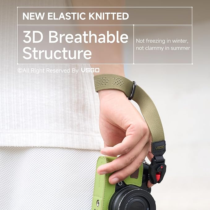 VSGO Casual Photography Wrist Strap – Patented Quick-Release, Anti-Twist, Skin-Friendly Elastic Knit, Fits Camera & Phone - Image 2