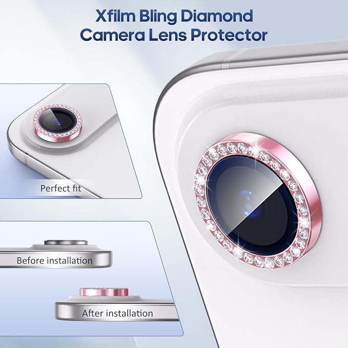 for iPhone 17 Air Camera Lens Protector Cover Bling Diamond, Pink | Individual Metal, 9H Hardness, Scratch Resistant, Shockproof, Drop Protection, Case Friendly, Stylish Accessories - Image 5