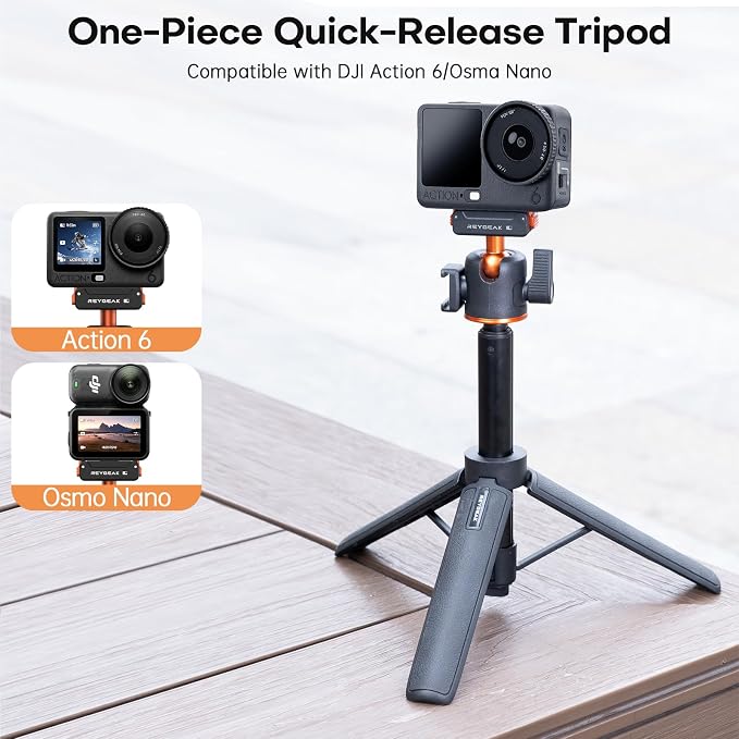 REYGEAK 21" Action Camera Tripod 360° Ball Head for DJI Osmo Nano/Action 6 | 21.6in extendable selfie stick for vlogs, with cold shoe, magnetic and quick release design, for DJI Osmo Nano Action 6 - Image 2