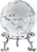 Crystal Globe World Globe Decor, 2.3" Glass Earth Ball with Stand | K9 Crystal Clarity, 2.3" Desktop Size, Stable Stand for Office, Study, Living Room & Gift Display by ForCrystalLovers