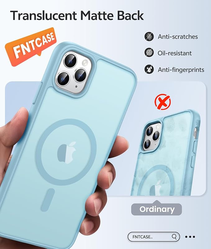 FNTCASE for iPhone 11 Pro Case, Fit for Magsafe, Translucent Matte Back | Magnetic Phone Cases, 14FT Military Grade Drop Protection, Shockproof Bumper, Slim Protective Cover, Teal - Image 6