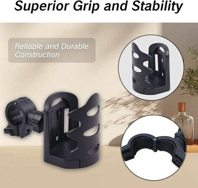 BRBASAP Stand Cup Holder Clamp Attachment Microphone Stand Adjustable Water Bottle Drink Caddy Mount for Music Handle Bar Pole or Gaming Chair Motorcycle Desk with Clip and Luggage Attachment, balck - Image 4