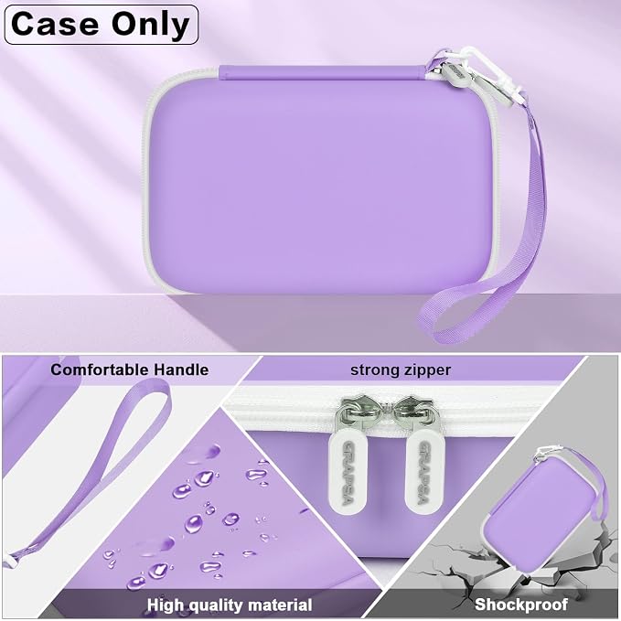 Kids Camera Case for Instant Print and Film Cameras, Purple | For Cimizi/ for GREENKINDER/ for Gofunly/ for HiMont Kid Camera, Shockproof Organizer with Removable Divider & Mesh Pockets - Image 3