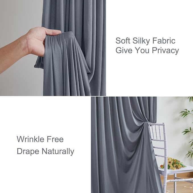 10x10 Charcoal Backdrop Curtain for Parties Wedding Wrinkle Free Silver Grey Photo Curtains Backdrop Drapes Fabric Decoration for Birthday Party Baby Shower 5ft x 10ft,2 Panels - Image 6