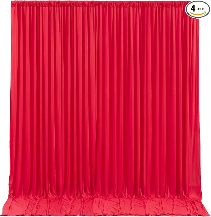 Red Backdrop Curtains 4 Panels-Wrinkle-Free Polyester Photography Drapes Party Photo Backgrounds for Wedding Christmas Photo Backdrops- 16 X10FT (Red) by WishCare