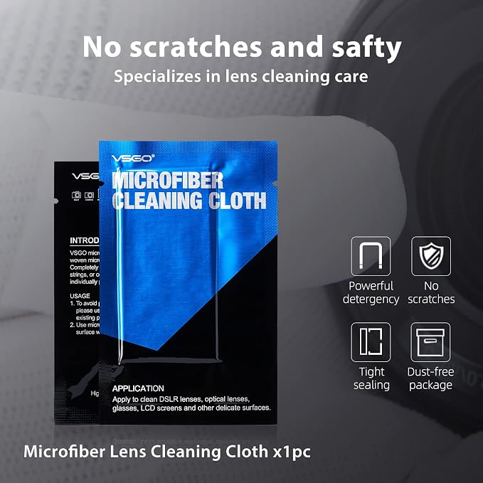 VSGO 7-in-1 Camera Lens and Sensor Cleaning Kit | Lens Cleaning Pen, Air Blower, APS-C & Full Frame Sensor Cleaning Swabs, Microfiber Cleaning Cloth Included, VS-A7E - Image 8