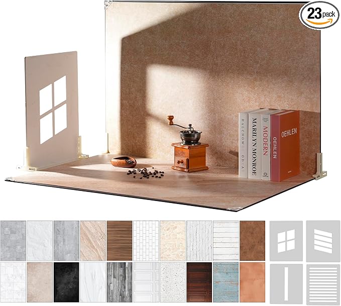 Photography Backdrops with Shadow Boards, 23x35in, 10 Pcs Background Paper | 20 Patterns, Photo Backdrop Board, For Tabletop Small Shooting, Background for Photos by Unknown