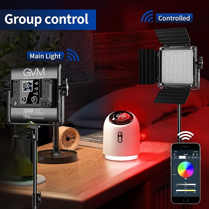 GVM RGB Video Lighting, 360° Full Color Led Video Light with APP Control, 3 Packs 850D Photography Lighting Kit CRI 97, YouTube, Aluminum Alloy Shell - Image 3
