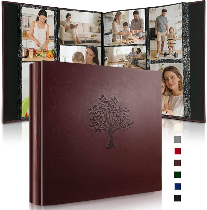 Leather Photo Album 4x6 Pockets, Picture Album for Family Christmas Gift | Large Capacity PU Leather Cover 600 Pockets Black Inner Page Slip In Holds Horizontal & Vertical Photos - Image 8