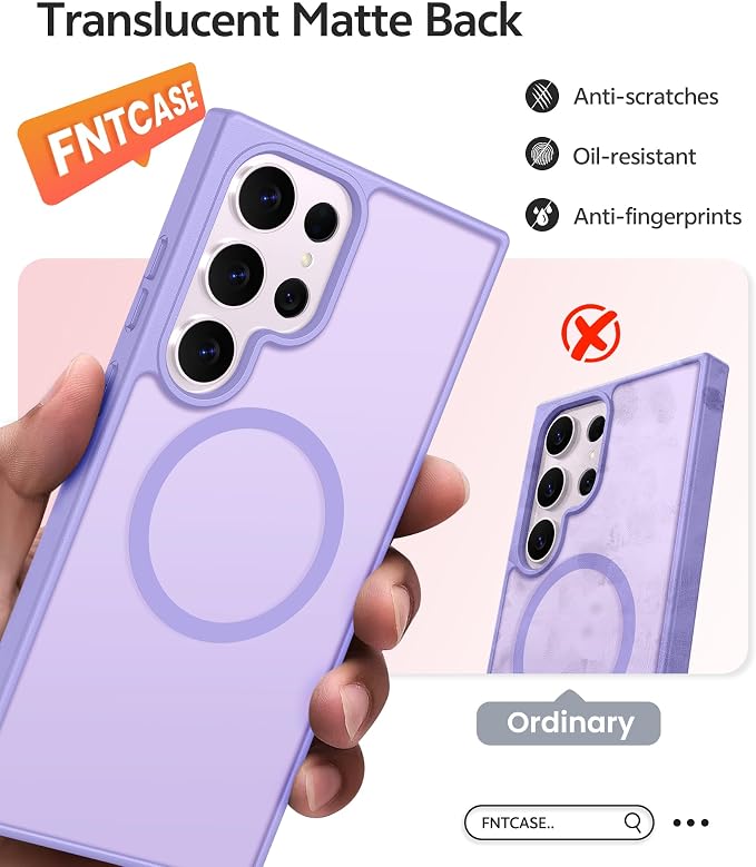 FNTCASE for Samsung Galaxy S23 Ultra Case, Compatible with Magsafe | Translucent Matte Magnetic Back, 14FT Military Grade Drop Protection, Shockproof Protective Phone Cover - Image 6