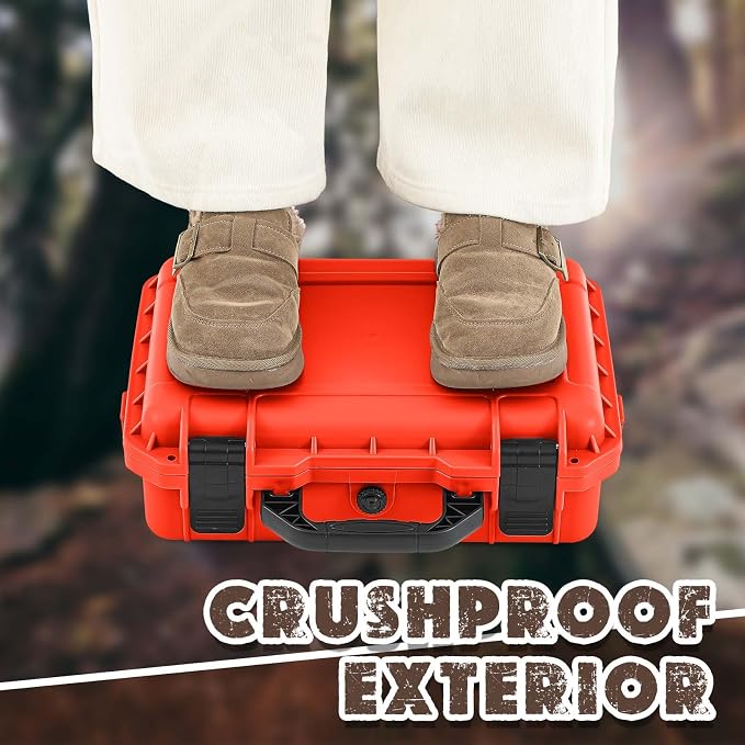Relaxweex 1 Pcs Waterproof Hard Case with DIY Customizable Foam Insert Portable Protective Case with Knife for Camera Drones Equipments Tools Test Instruments(Reddish Orange,8.5 x 6.5 x 3.7 Inch) - Image 5