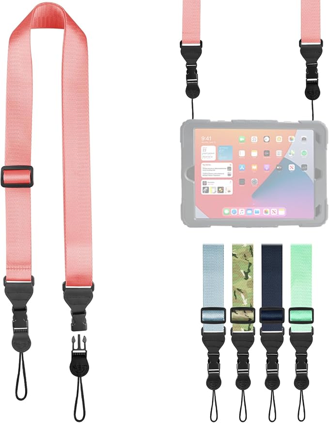 FIEIL Adjustable Shoulder Strap, Nylon Camera Strap, Comfortable Neck Strap for iPad, Cellphone Tablet, Camera, Laptop, Binocular, Luggage Bag (Peach Pink Universal Lanyard) by FIEIL