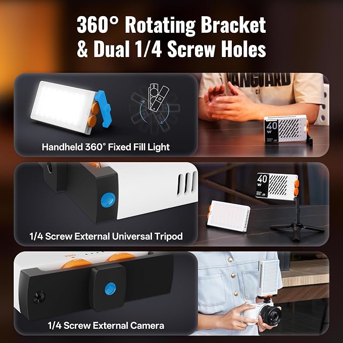 ZHIYUN FIVERAY M40 Video Light [Official] 40W Portable Camera Light | LED Panel DSLR Photography Lighting 14000 Lux, CRI/TLCI 96+ 2700-6200K, 320g Lighting Setup for YouTube, TikTok - Image 8