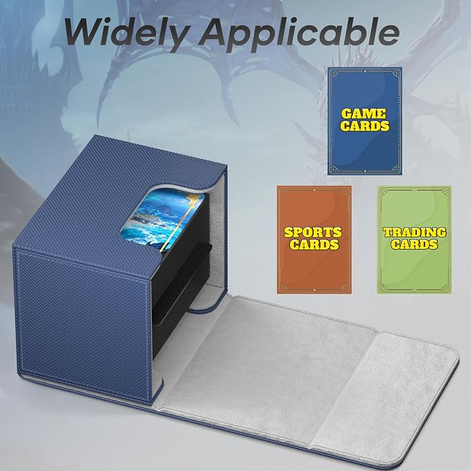 Mlikero Card Deck Box, Commander Deck Box Holds 100+ Double-Sleeved Cards with 2 Dividers, Leather Magnetic Closure Card Box Fit for MTG, TCG (Blue) - Image 3