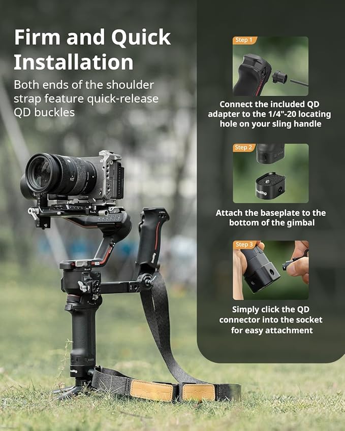 SmallRig Weight-Reducing Shoulder Strap Compatible with Sling Handle for DJI, Gimbal Belt with Upgraded QD Buckles for RS 4 / RS 4 Pro/RS 4 Mini/RS 3 / RS 3 Pro/RS 3 Mini/RS 2 - Black - Image 4