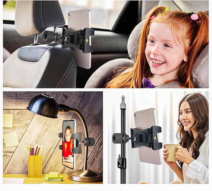 koolehaoda Tablet Mount Holder for Mic Stand, Adjustable 4.7"-12.9" | Microphone Music Stand iPad iPhone Holder, Fits Tablets & Smartphones, Universal Clamp for Stage Live Streaming Karaoke - Image 5