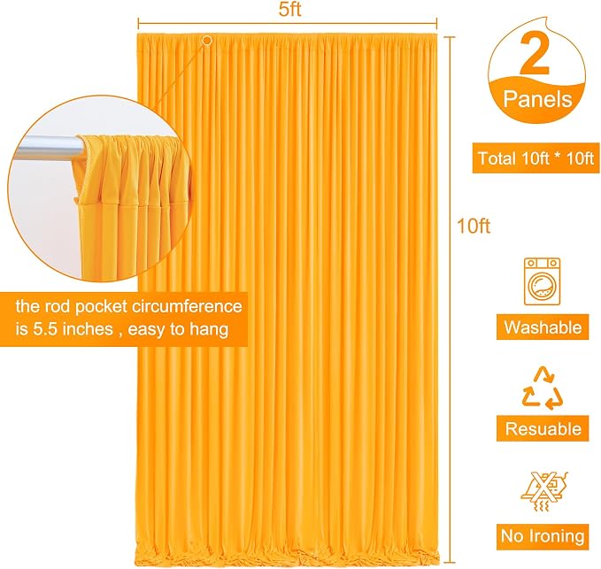 10x10 Marigold Backdrop Curtain for Parties Wrinkle Free Orange Photo Curtains Backdrop Drapes Fabric Decoration for Wedding Birthday Party Baby Shower 5ft x 10ft,2 Panels - Image 8