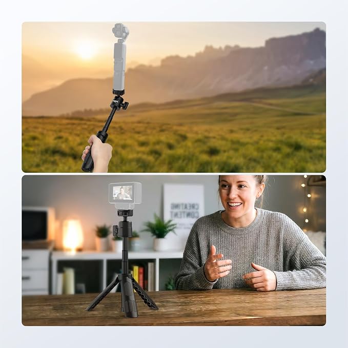 NEEWER Basics Mini Desk Selfie Stick Tripod, TP43 Black | Compatible with iPhone Android GoPro Insta360 DJI, Portable Small Camera Webcam Stand, Cell Phone Holder, Video Recording - Image 8