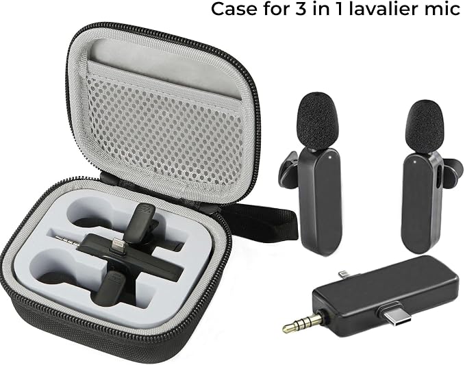 Portabe Wireless Microphone Case Lav Mic Bag Audio Gear Travel Case for PQRQP 3 in 1 Wireless Lavalier Microphones Lapel Mics Plug-Play Clip on Lapel Mic wireless lavalier microphone systems - Image 2