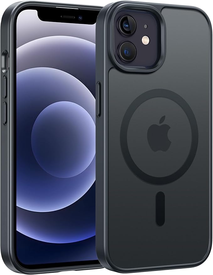 FNTCASE for iPhone 12/iPhone 12 Pro Case Black: Translucent Fit for MagSafe | Magnetic Camera Protection Slim Cases, 14FT Military Grade Drop Tested, Matte Shockproof Cover by FNTCASE