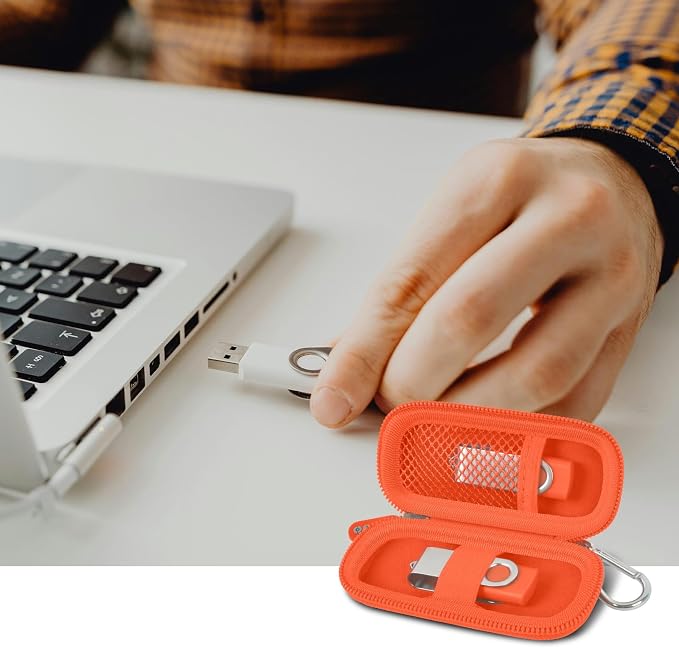 USB Flash Drive Case, SD Card/Thumb Drive/Memory Cards Holder, Bag Only | SDXC/SDHC Storage, Electronic Accessories Organizer for SanDisk / for Samsung, for Students/IT/Office/School/Travel, Orange - Image 8