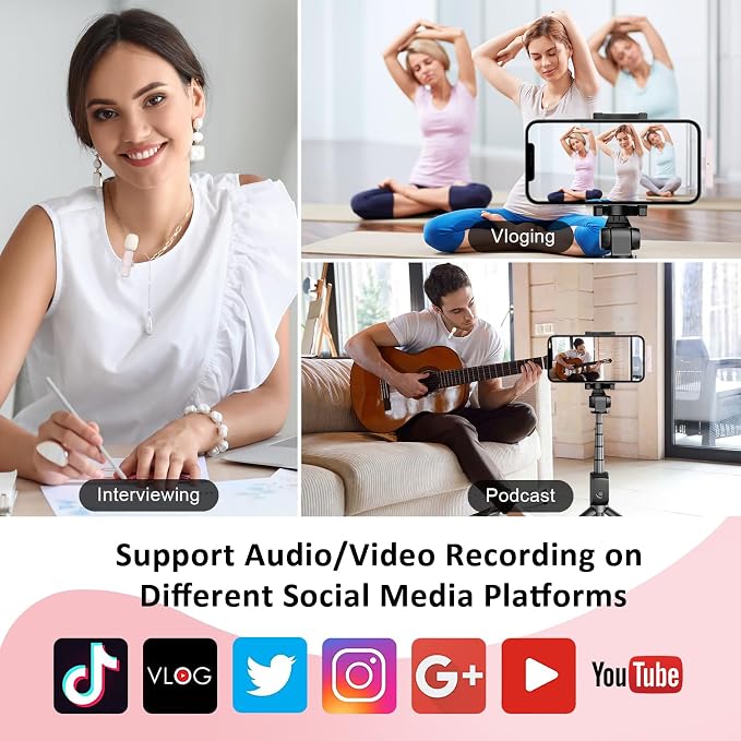 MAYBESTA Mini Wireless Lavalier Microphone for iPhone, iPad, Android - Bluetooth Lapel Phone Microphones for YouTube Video Recording - Clip on Lav Mic for Interview Podcast Vlog(Pink) - Image 6