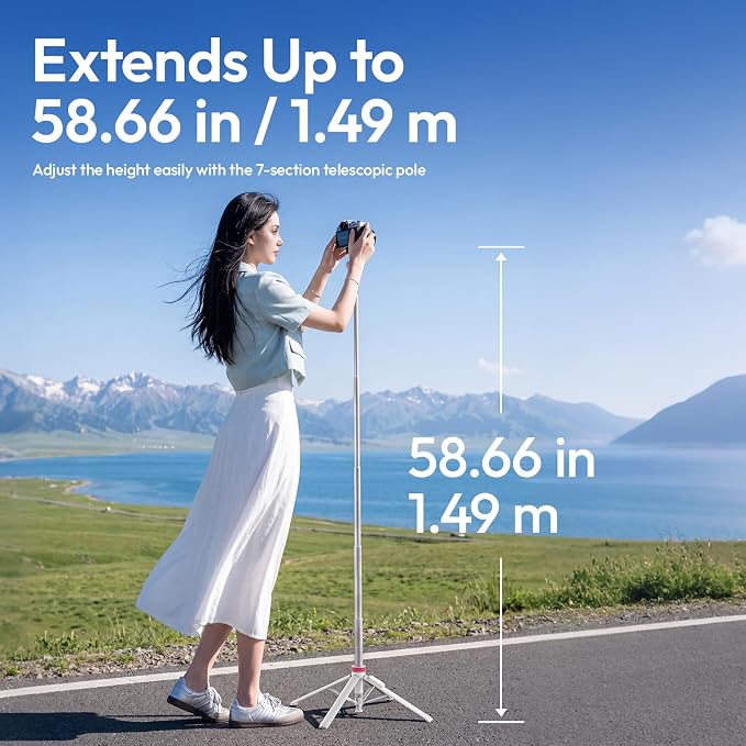 ULANZI MT44M 2-in-1 Auto Open Magnetic Phone & Camera Tripod with Remote | Magsafe Wireless Extendable Selfie Stick, Ball Head, 1/4" Screw, Cold Shoe Compatible with iPhone Android DJI Osmo Pocket 4/3 - Image 7