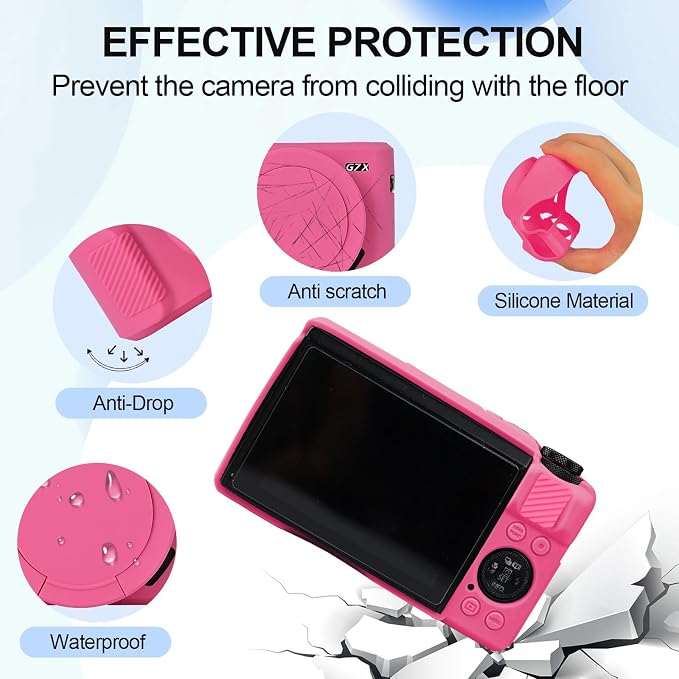 Case with Removable Lens Cover for Canon G7X Mark II/G7XII Camera(Rose) | Soft Silicone Camera Protective Case,Slim Fit,Anti-Scratch,Dustproof,Shockproof,Camera Accessories,For Travel,Daily Use - Image 2