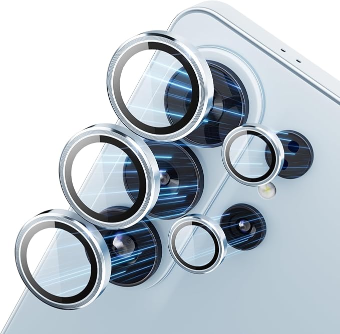 CloudValley for Samsung Galaxy S26 Ultra Camera Lens Protector | 9H Tempered Glass + Aluminum Alloy Lens Protective Ring Ultra-HD Individual Lens Cover,Blue by CloudValley