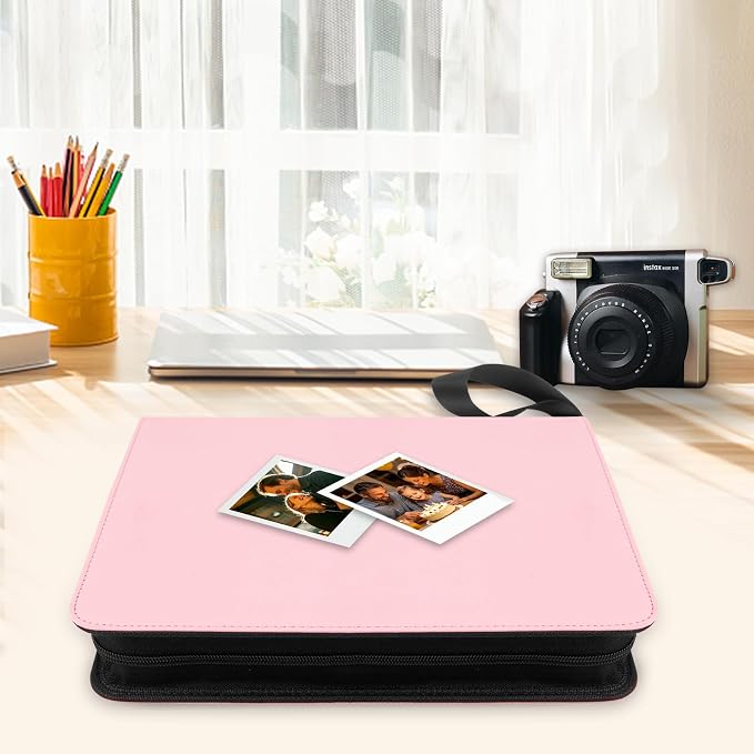 Veicevol 256-Pocket Album for Polaroid i-Type, 600 & SX-70 Photos, Pink | Designed for Fujifilm Instax Wide Photos, Water-Resistant PU Leather Cover, Zipper Closure, Securely Holds Up to 256 Photos - Image 8