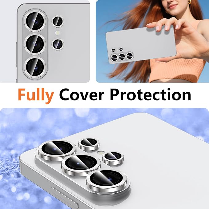 for Samsung Galaxy S26 Ultra Camera Lens Protector, Individual Metal Ring Tempered Glass Lens Cover, [Strong Adsorption] Scratch Resistant Ultra-Thin HD Clear Lens Cover, 1 Set-Gray - Image 8