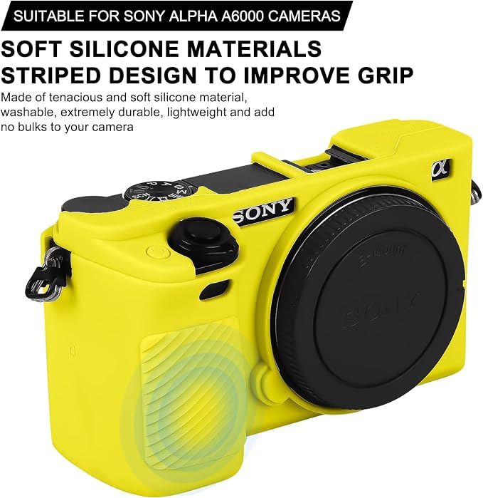Easy Hood Case for Sony Alpha A6000 ILCE-6000 Digital Camera, Yellow | Soft Silicone,Anti-Scratch,Dustproof,Shockproof,Slim Fit,Enhanced Grip,Camera Skin Protector Accessories Protective Cover - Image 2