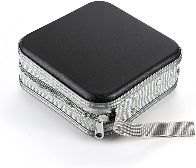 LIOVODE DVD Case, 48 Capacity Hard Plastic CD Case Holder for Car | DVD Storage, Hand Strap, Zipper Closure, Scratch-Resistant Sleeves, CD Storage for Music Blu-Ray Game Disc for Travel Office - Image 5