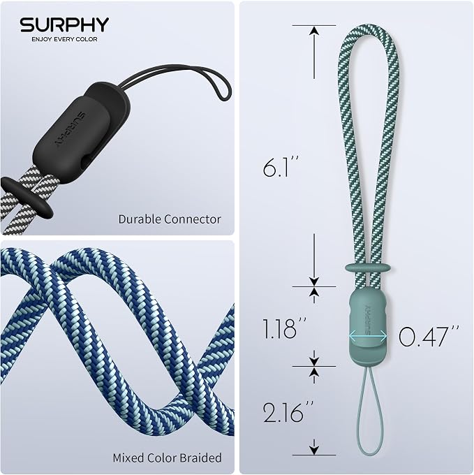 SURPHY 3 Pack Phone Wrist Strap, Phone Lanyard with Cellphone Tether Tab | Phone Strap Charm, Camera Wrist Strap with 2-Color Braided, Phone Wristlet, Wrist Lanyard for Case - Image 3
