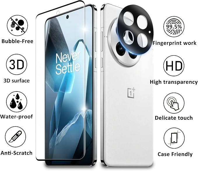 V-PORYADKU 2 Pack for OnePlus 13 Screen Protector | Camera Lens Protector, 9H Tempered Glass, Anti-Scratch, Fingerprint Unlock, HD Clear, Case Friendly - Image 8