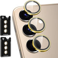 for Samsung Galaxy S24 Camera Lens Protector, Individual Metal Ring Tempered Glass Lens Cover, [Strong Adsorption] Scratch Resistant Ultra-Thin HD Clear Lens Cover, 2 Sets-Gold by Btscase