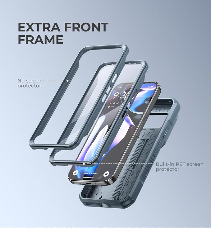 Dexnor for Google Pixel 9 Case with Slide Camera Cover & Built-in Screen Protector & Heavy-Duty Kickstand,Full-Body Protective Cover Rugged Bumper Cases for Pixel 9,Navy Blue(2024) - Image 4