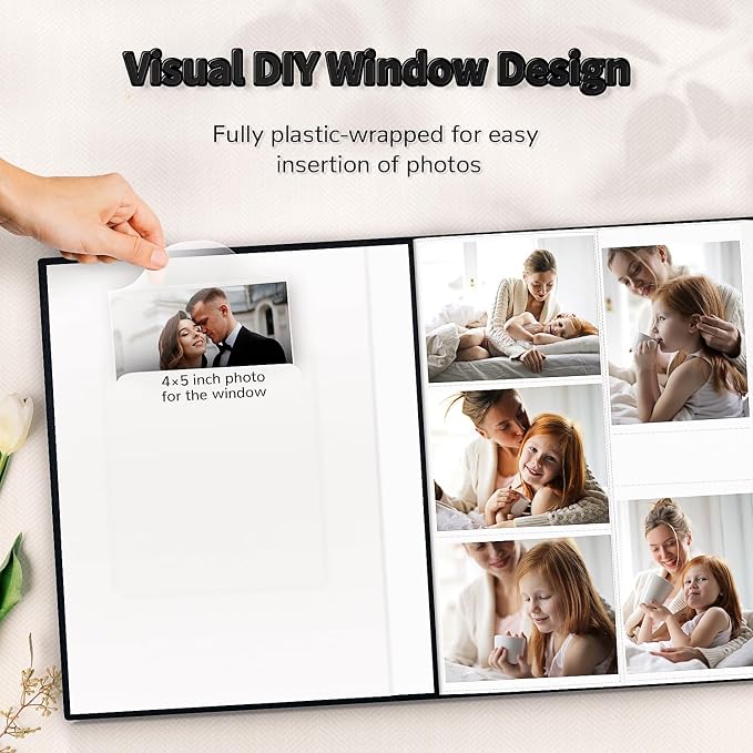 Artfeel Photo Album 4x6 with 1000 Pockets,Slip-in Picture Albums,Linen Cover Memory Book with Front Window,White Page Vertical Photo Book for Wedding,Family,Anniversare,Baby,Vacation - Image 2