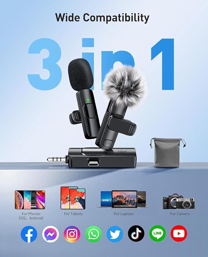 MENERESAS 3-in-1 Mini Microphone for iPhone: Wireless Lavalier Microphones for iOS/Android/Camera - Noise Reduction Lapel Mic, Clip on Mic for Video Recording Vlog, YouTube - Image 9