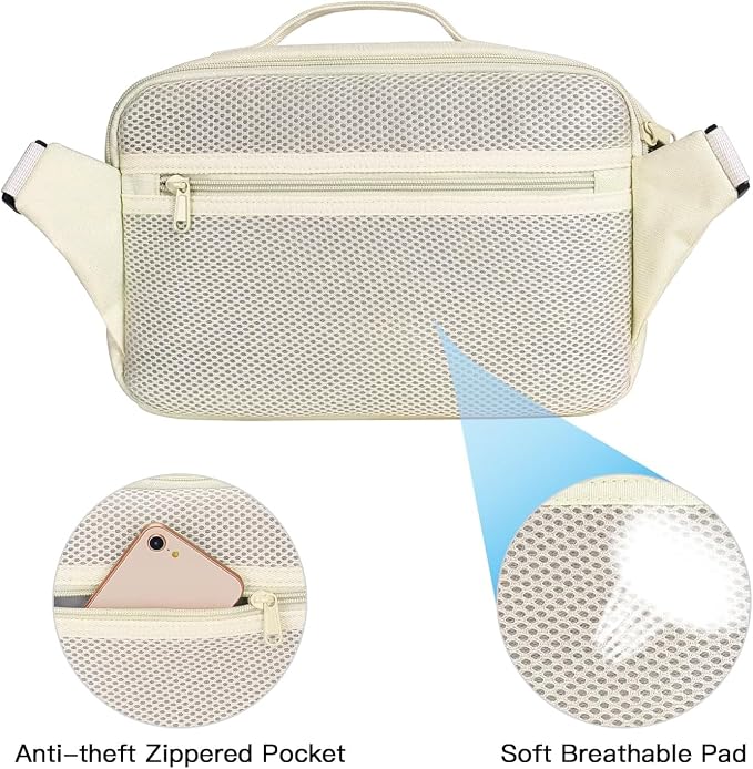 MOSISO Camera Shoulder Bag Camera Case Crossbody Sling Purse, Beige | DSLR/SLR/Mirrorless Compact Padded Photography Handbag with Rain Cover Compatible with Canon/Nikon/Sony Cameras and Lenses - Image 4
