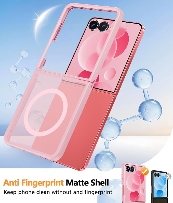 FNTCASE for Samsung Galaxy Z Flip 7 Case, Fit for Magsafe, Screen Protector | Translucent Matte, 18FT Military Grade Drop Protection, Shockproof Protective Phone Cover, Light Pink - Image 4