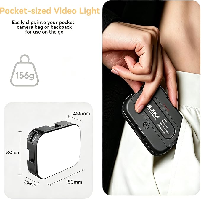 VIJIM VL100C Bi-Color LED Video Light on Camera Adjustable Angle Dimmable | 2500-6500K CRI95+, Rechargeable Type-c, Build-in 2000mAh , with 4 Cold Shoes, Mini Hot Shoe Swivel Mount for Tripod Mic Vlog - Image 8