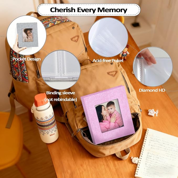 Popotop 2 Pack Photo Album 5x7 Pictures, Small Linen Slip-in Photo Albums Book for 80 Photos with 40 Pockets, Birthday Gifts for Women Mom Family Baby - Image 5