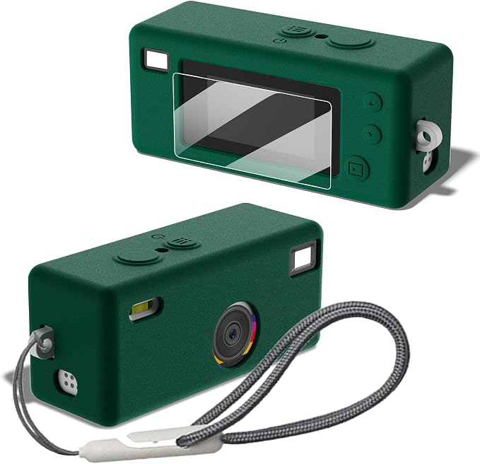Silicone Case for Kodak CHARMERA Keychain Digital Blind Box accessories,Soft Silicone Protective Case,Comes with Screen Protectors and Wrist Strap -Dark green by Accompanyingyouthrougheverymemorablemoment