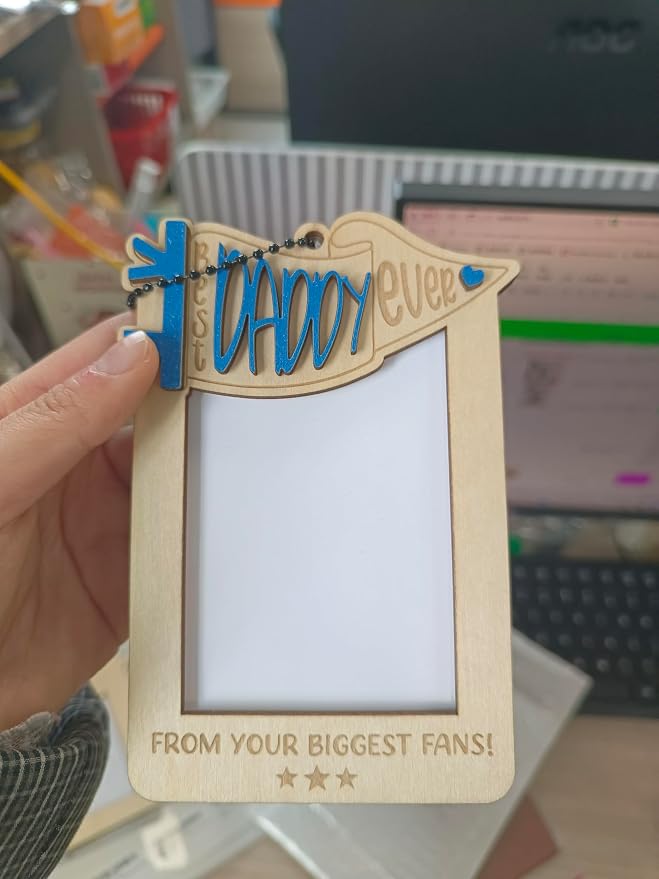 Personalized Best Dad Ever Picture Frame, Car Visor Picture Frame, Car Picture Holder,Gift for Dad Car Accessories, Father Day Gifts,Car Picture Wooden Frame, Drive Safe Daddy Visor Clip Biggest Fans - Image 6